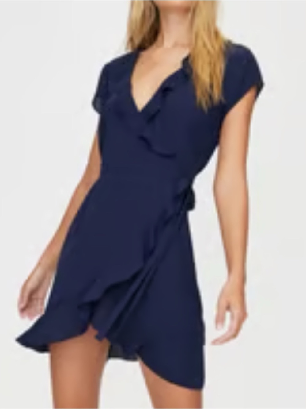 Aritzia Sunday Best Ruffle Wrap Dress in Sky Blue